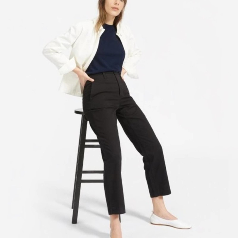 Everlane Black The Lightweight Relaxed Chino High Rise Pants Button Fly SZ 4